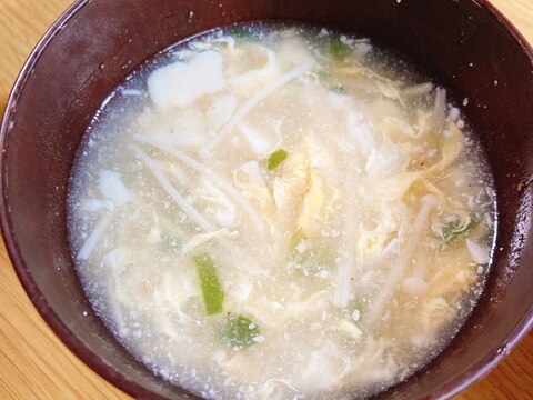 えのきと豆腐と卵の中華スープ